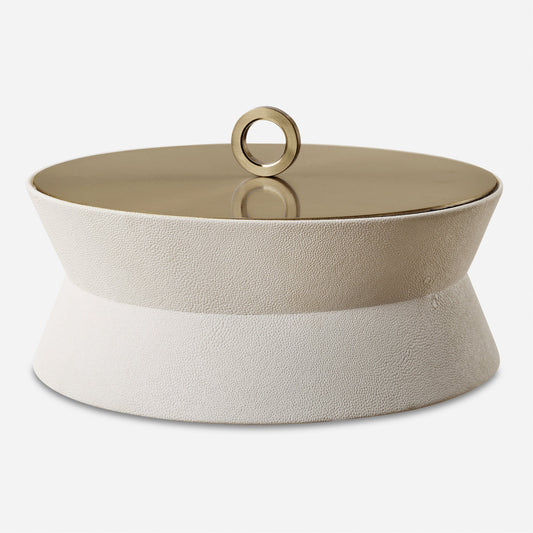 White Shagreen Round Box