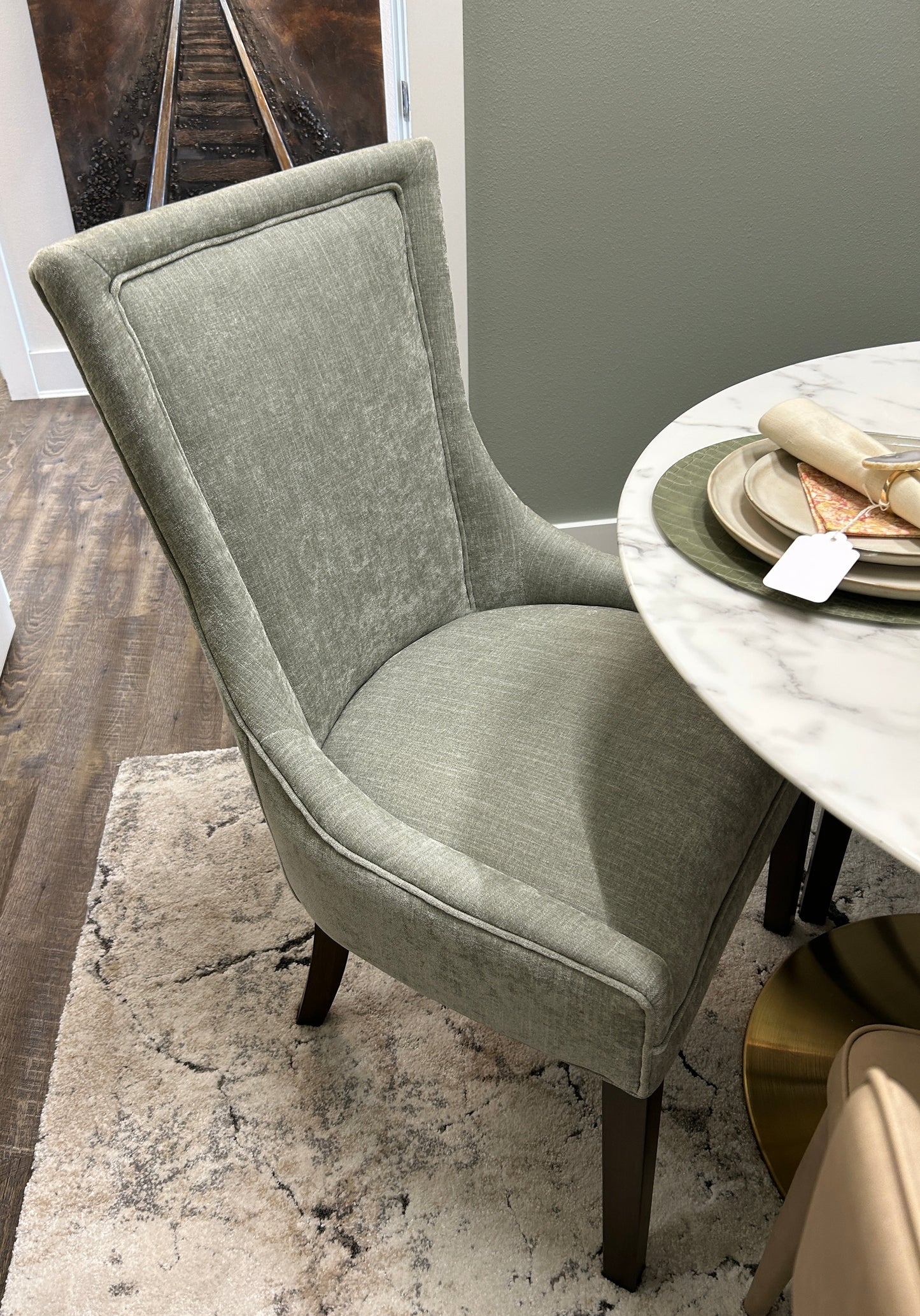 Velvet Upholstered Dining Chairs with Solid Wood Legs (Set of 2)