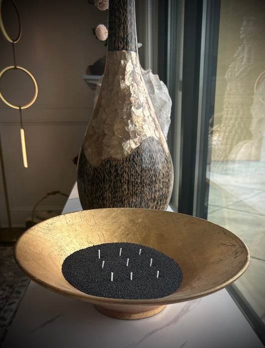 Large Decorate Candle Bowl - Gold/Black