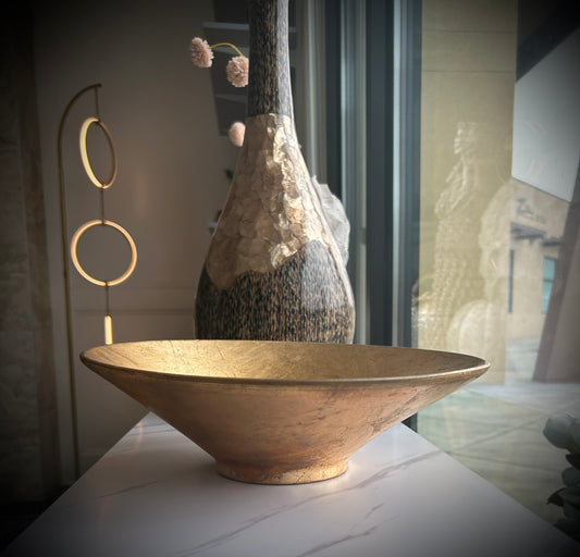 Large Decorate Candle Bowl - Gold/Black