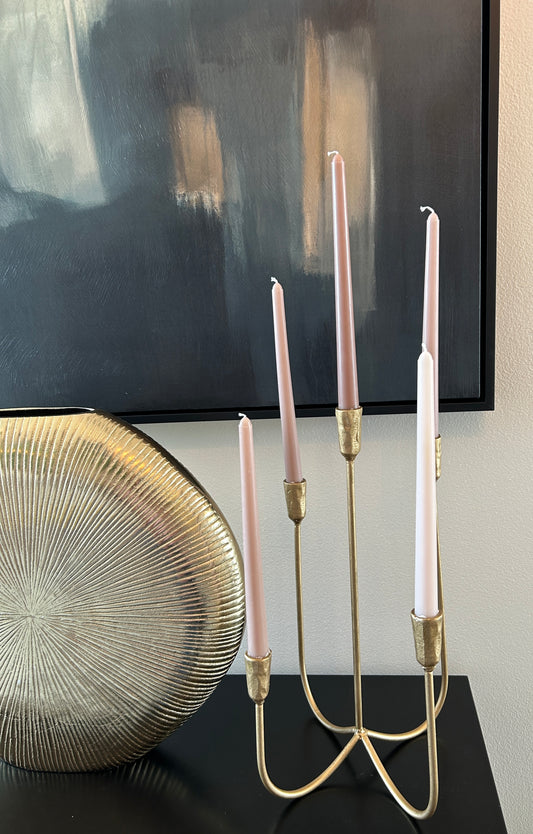 5-Candle Cast Iron Metal Candelabra Candlestick
