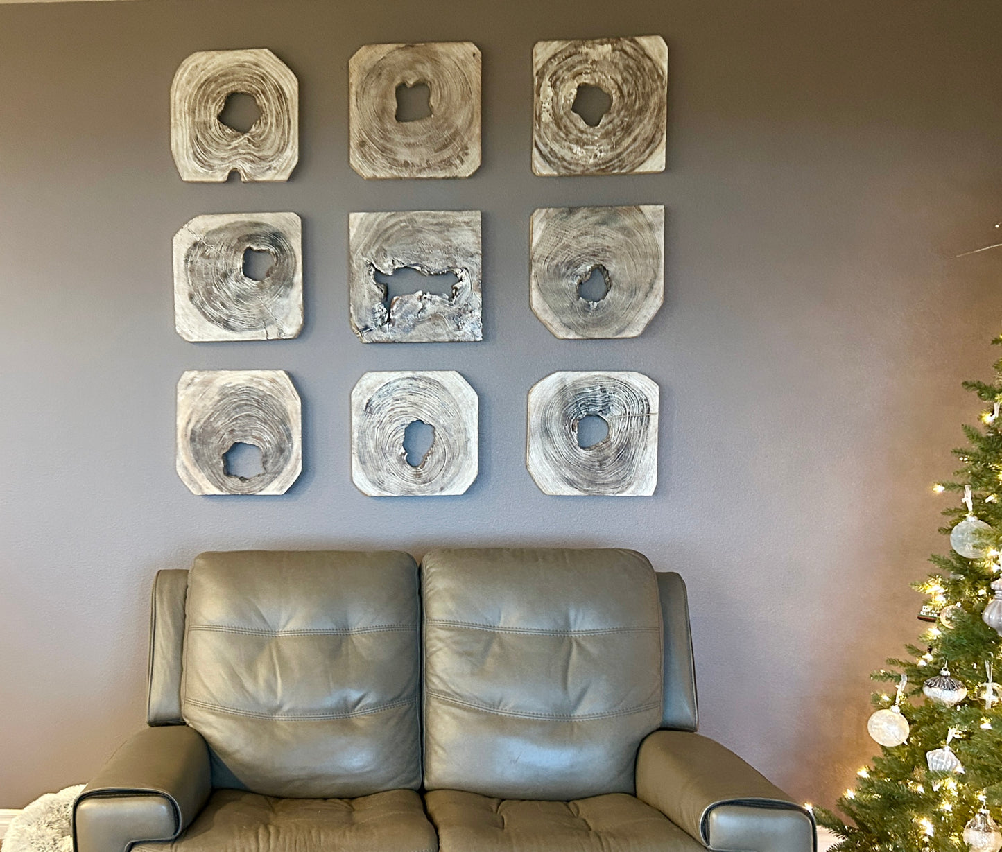 Solid Wood Wall Sculptures - Set of 9