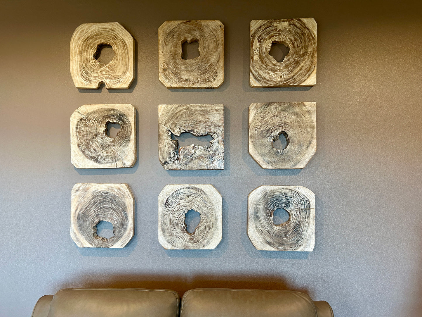 Solid Wood Wall Sculptures - Set of 9