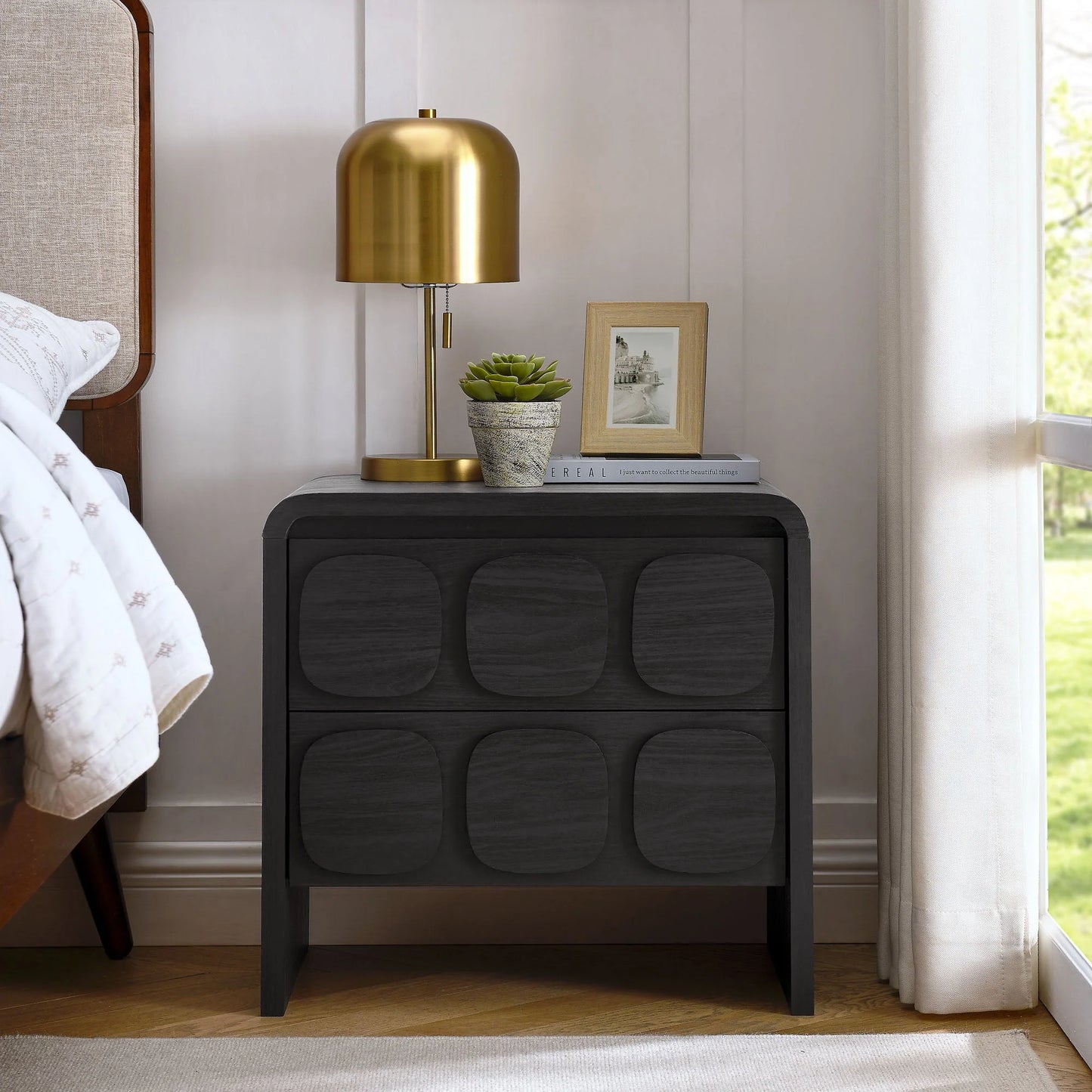 Toscana 2-Drawer Nightstand, Black
