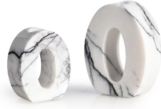 Natural Marble Candle Holders Set of 2 (In-Store Pickup Only)