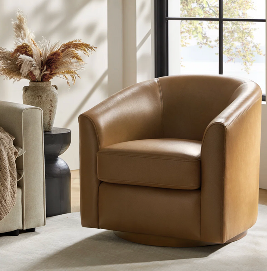 Camel Swivel Accent Chair