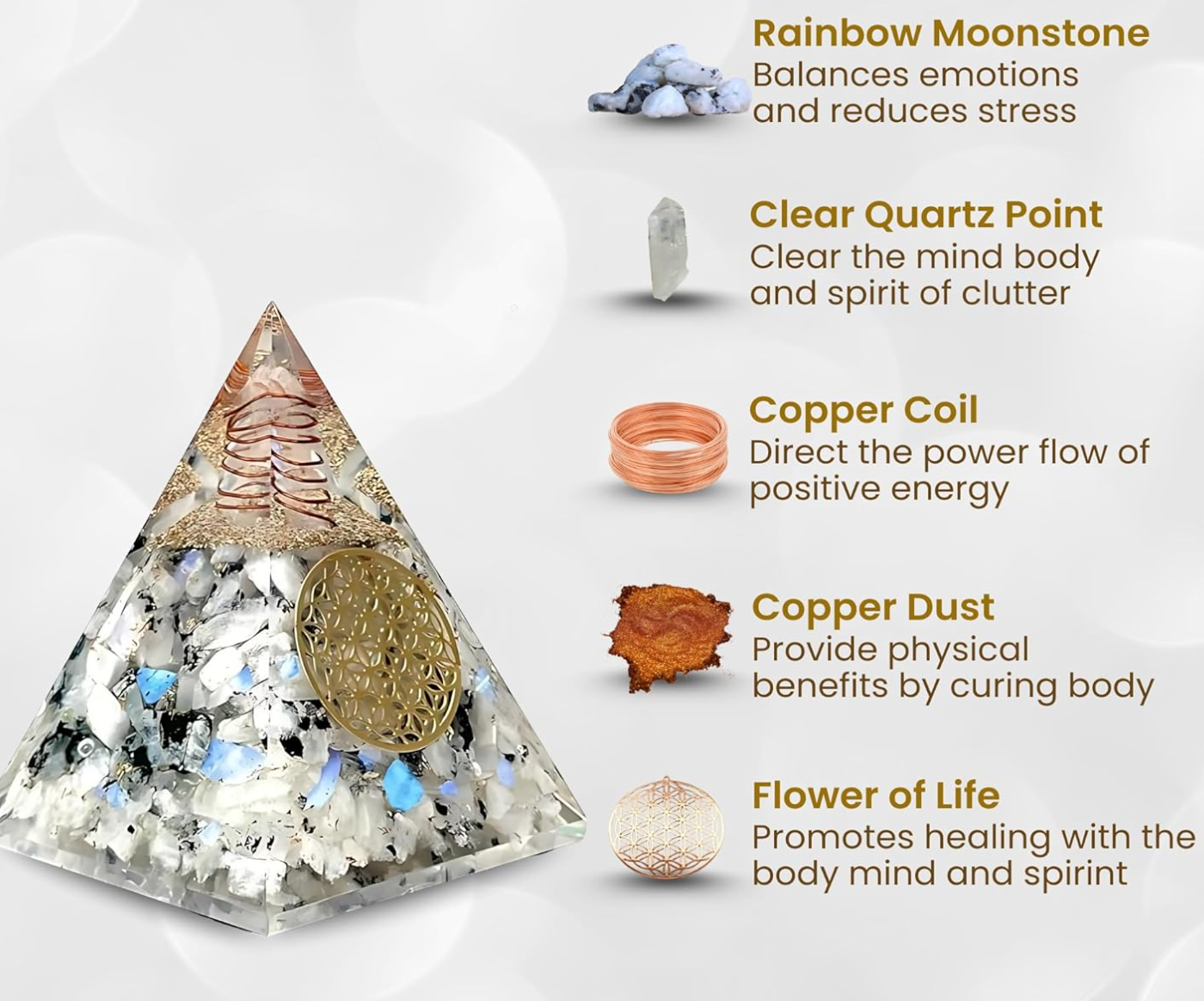Rainbow Moonstone Orgone Pyramid
