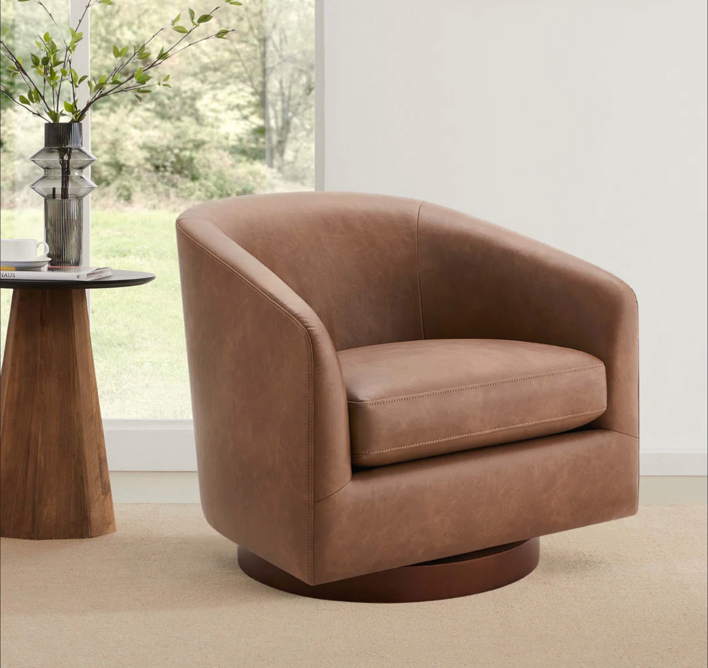 Swivel Barrel Chair - Camel