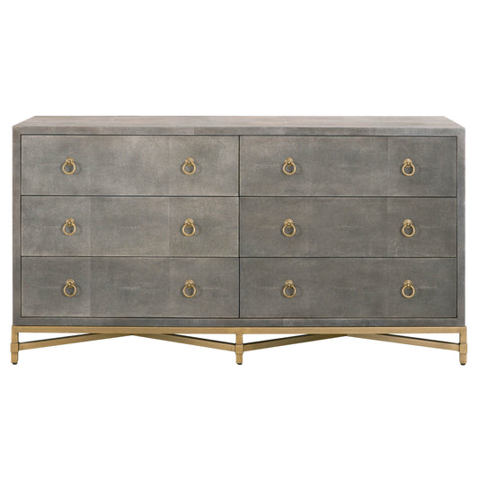 Strand Shagreen 6-Drawer Double Dresser, Grey Shagreen