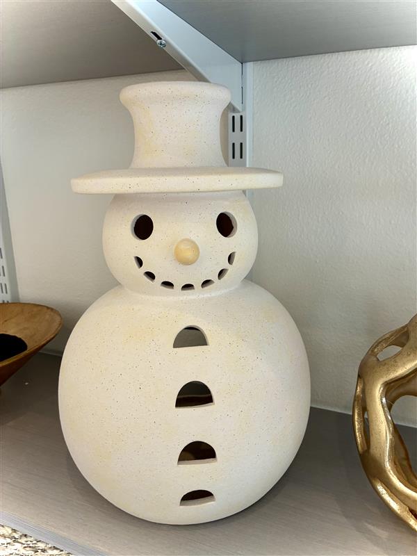 Terracotta Snowman Lantern - Large