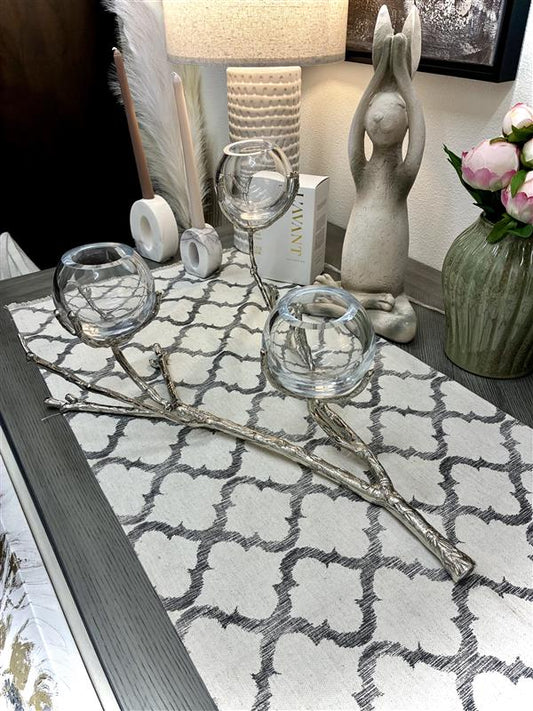 Silver Branch Three Candle Holder