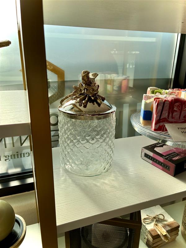 Glass Jar with Bird Topper