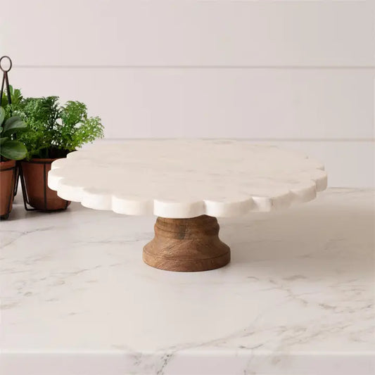 Scalloped Marble Cake Stand (In-Store Pickup Only)