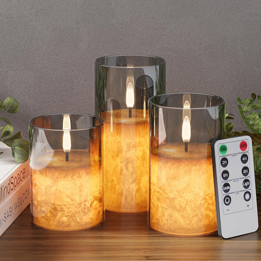 Real Wax Crystal Design Flickering Flameless Candles with Remote 