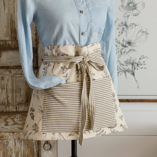 Half Apron - Black and White Botanicals (In-Store Pickup Only)