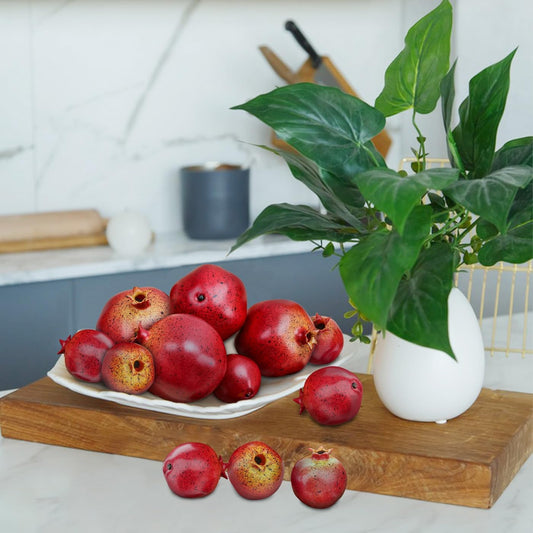 Lifelike Faux Pomegranates - 12 Piece