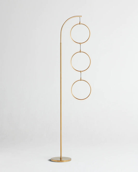 Modern Floor Lamp with Novelty Hanging LED Halos and Built-In 3-Way Dimmer
