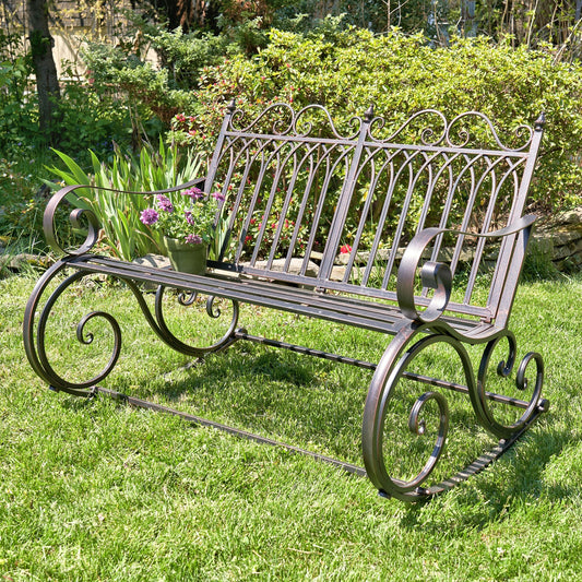 Iron Rocking Garden Bench