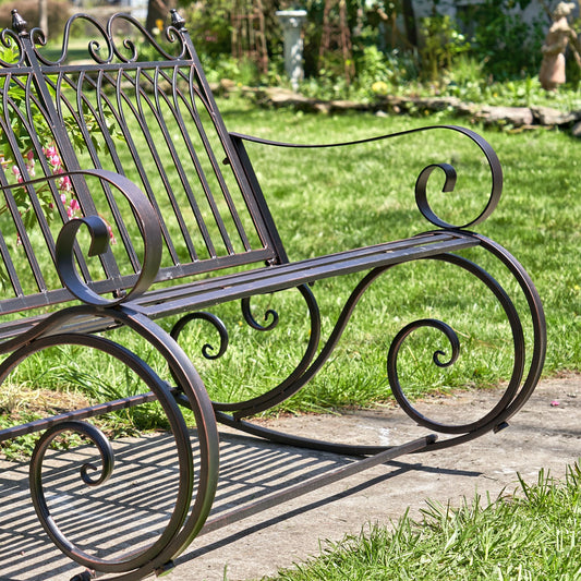Iron Rocking Garden Bench