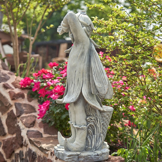 30" Tall Magnesium Fairy Garden Statue with Basket