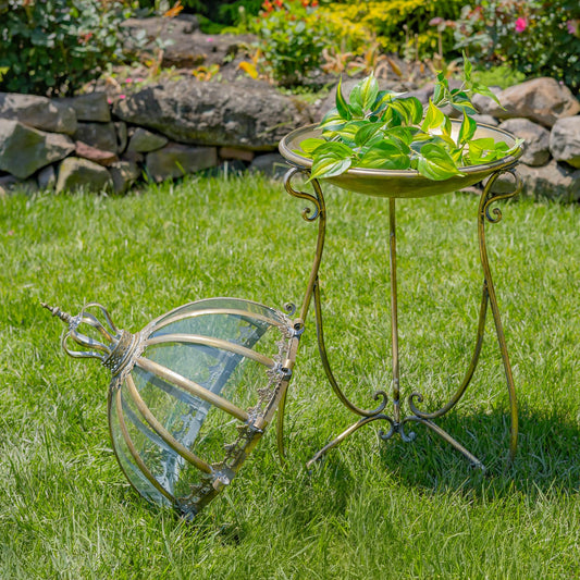 Set of 3 - Glass Dome Terrariums with Metal Base