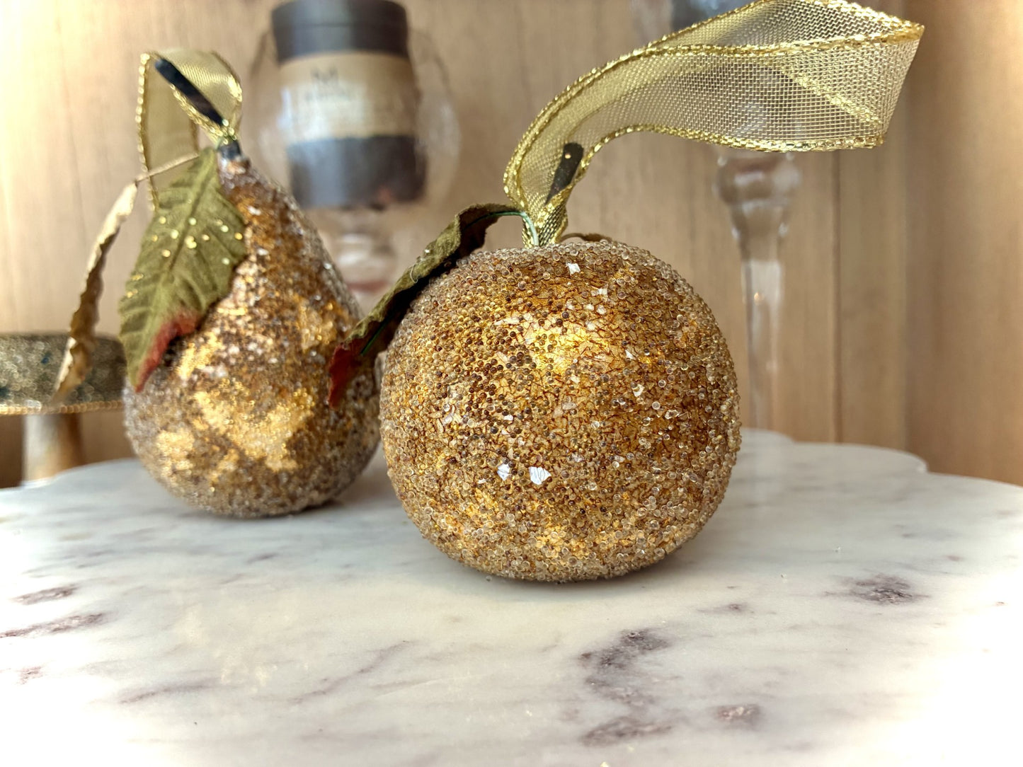 Golden Beaded Pear and Apple